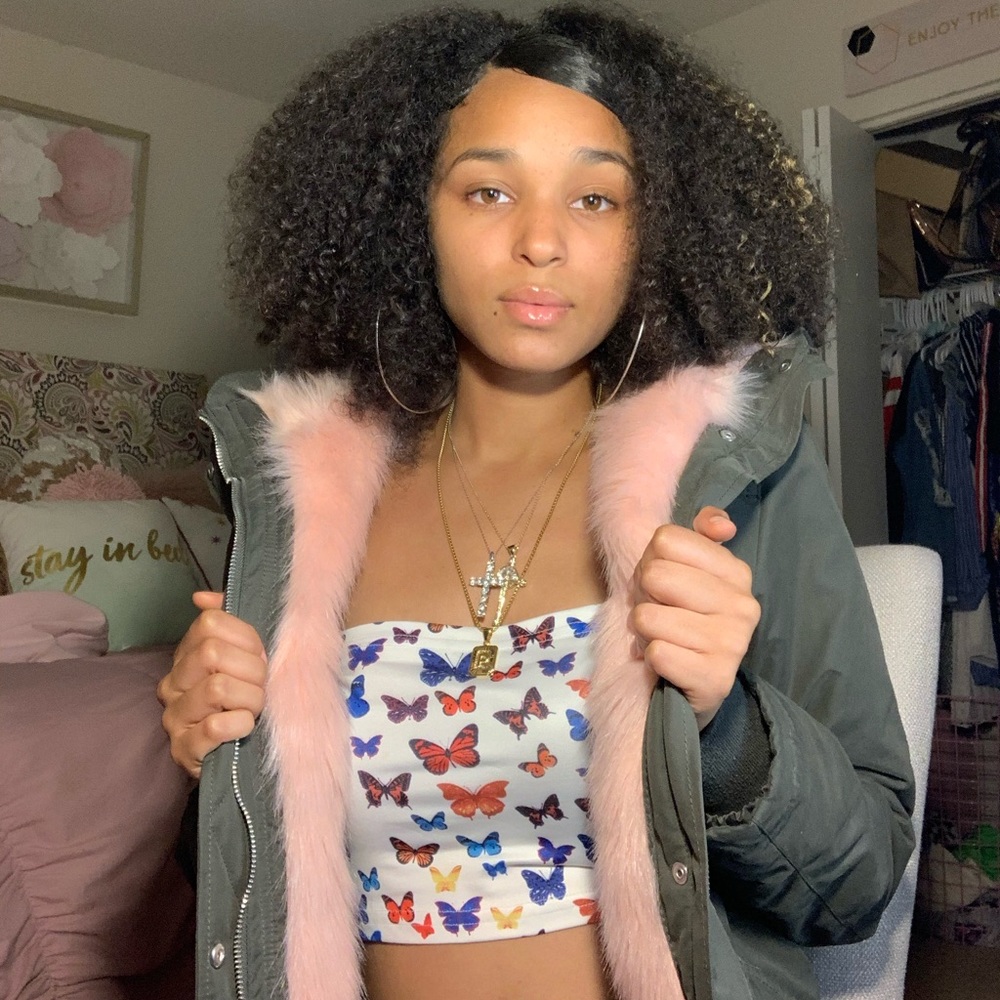 Olive green and pink puffer!!!